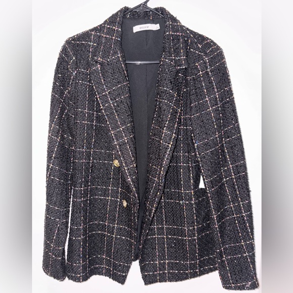 JustFab Black Tweed Jacket with Multicolor Accents - Picture 2 of 4